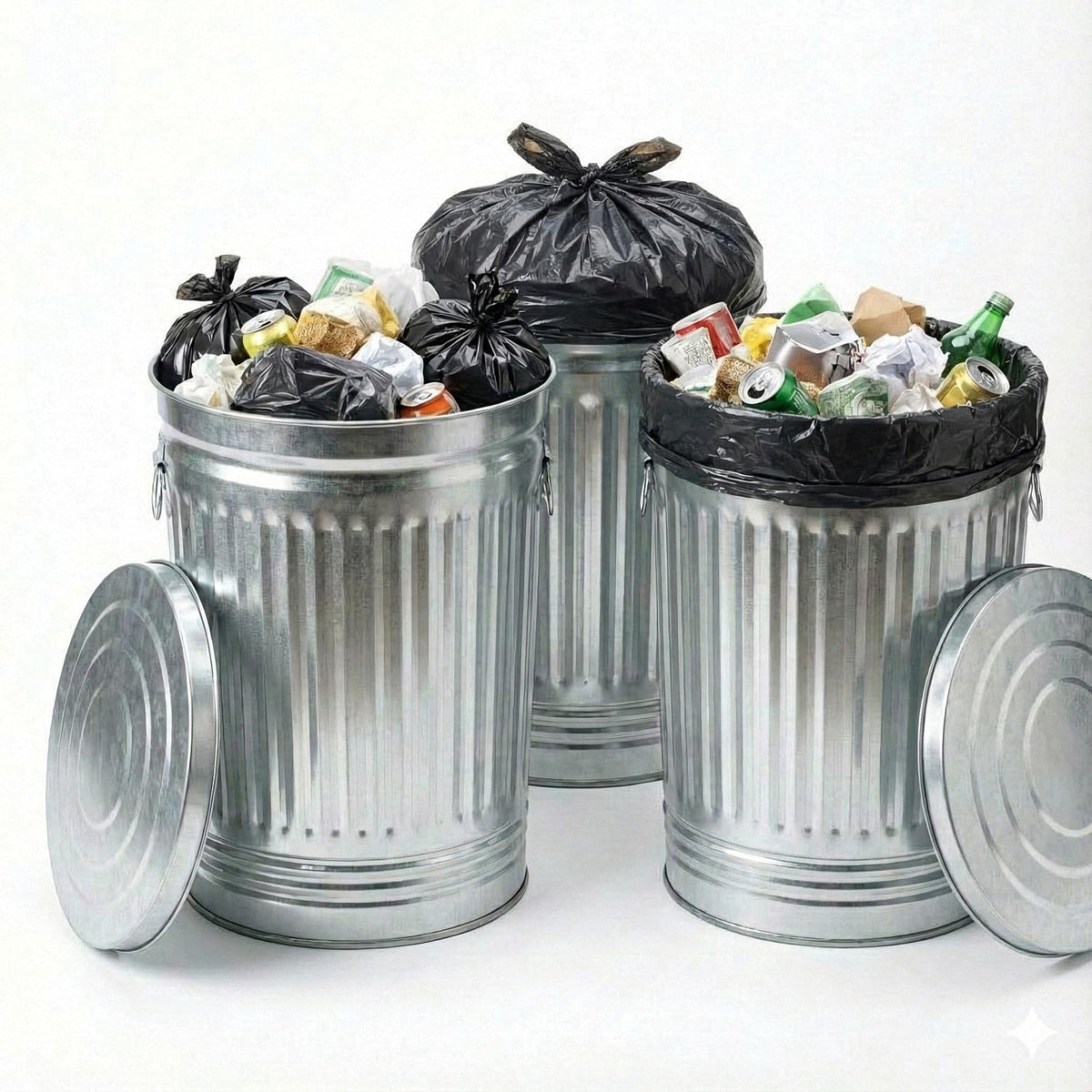 31 Gallon Galvanized Steel Metal Trash Can with Locking Lid D75386