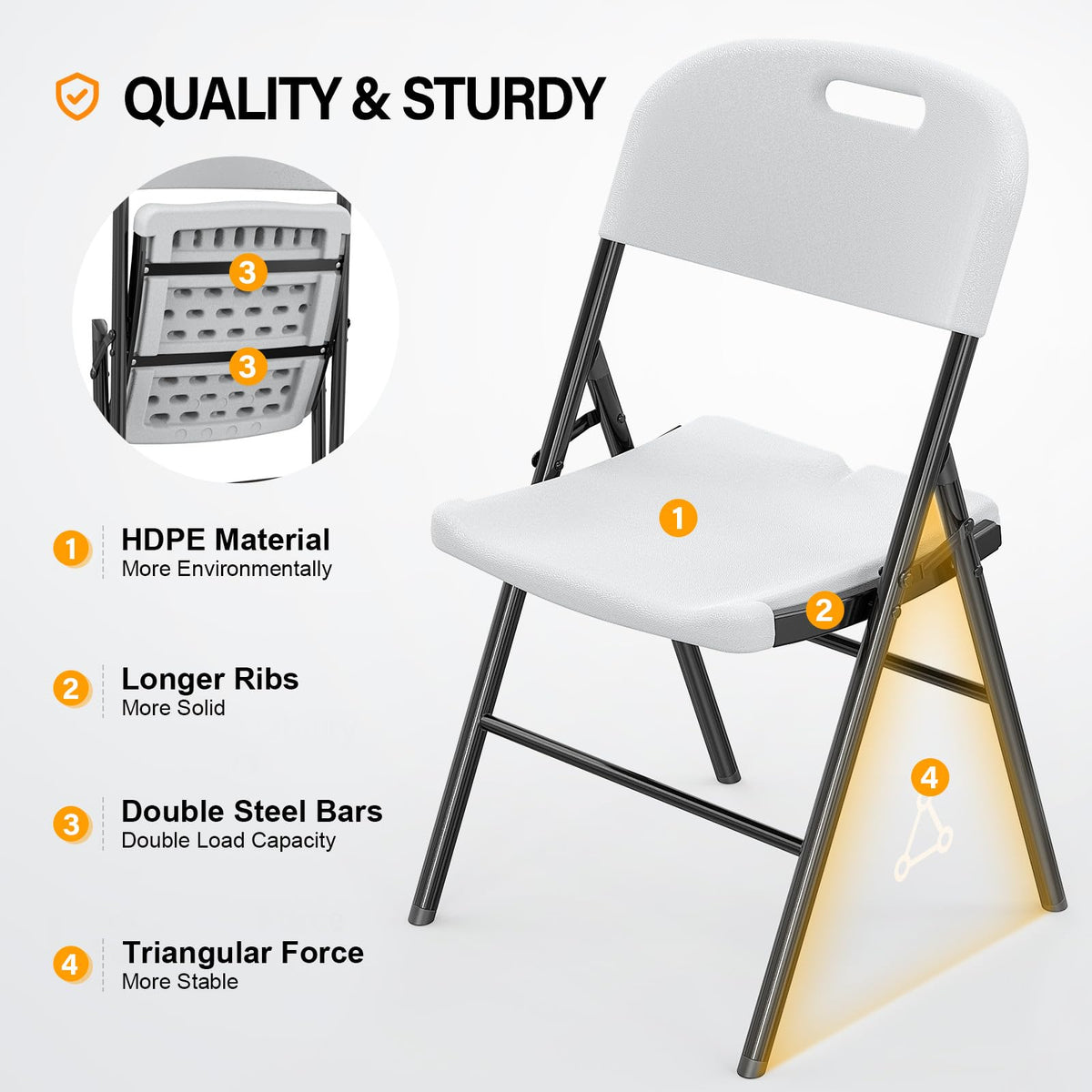 White 10 Pack HDPE Folding Chairs with Steel Frame M135908