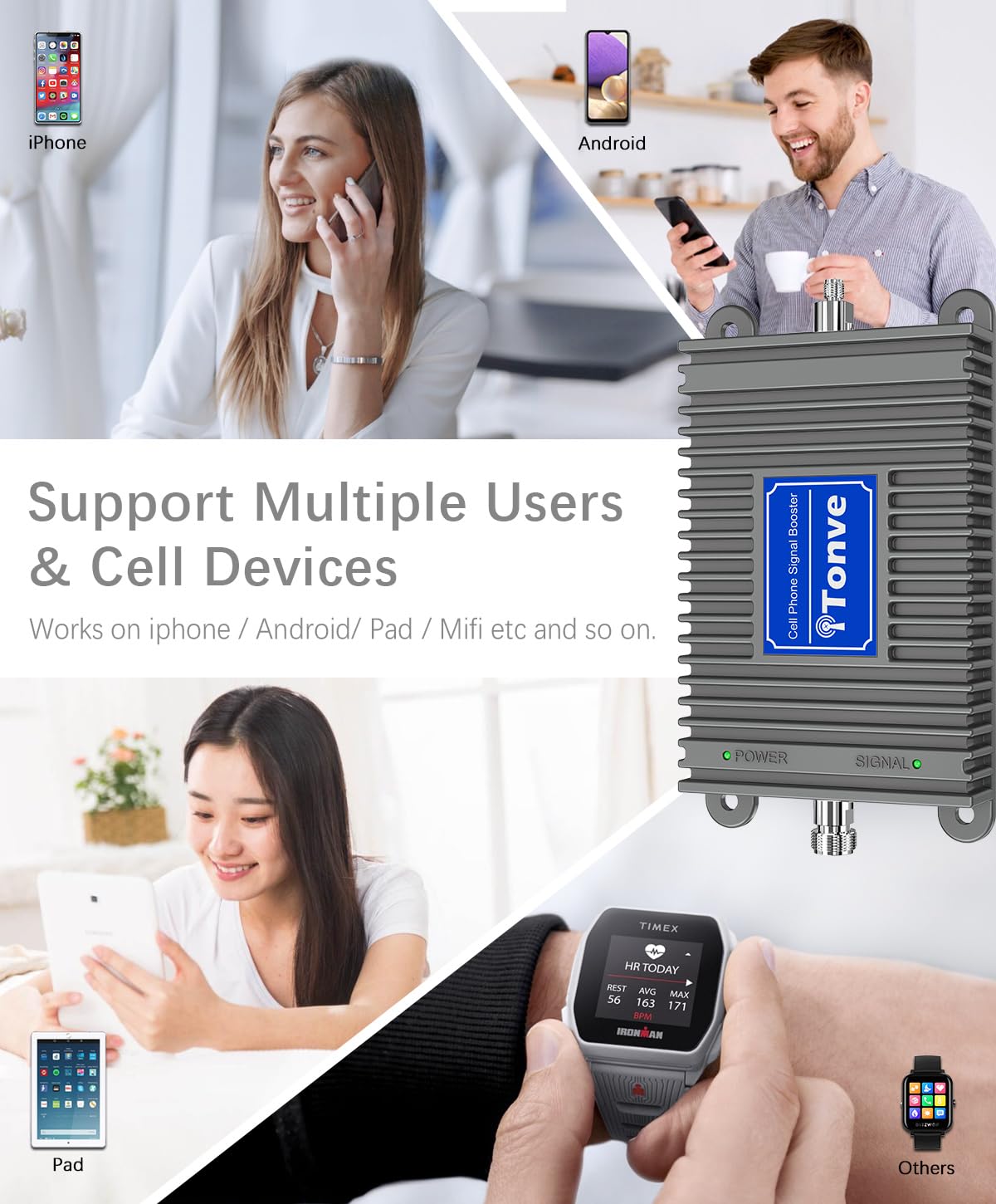 Cell Phone Signal Booster Kit with High Gain Antennas W815243