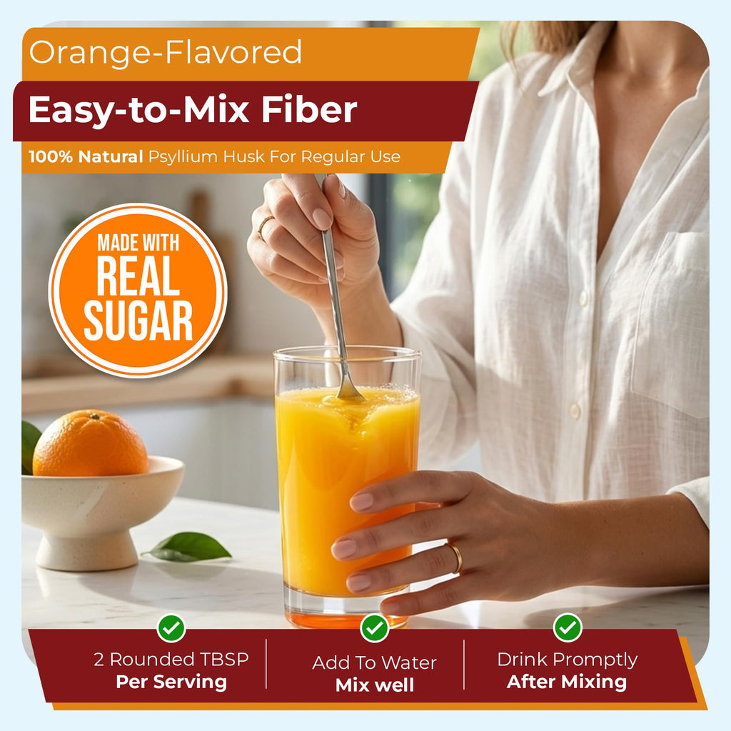 Psyllium Husk Powder Fiber Supplement Orange Flavor 48.2 oz M991592