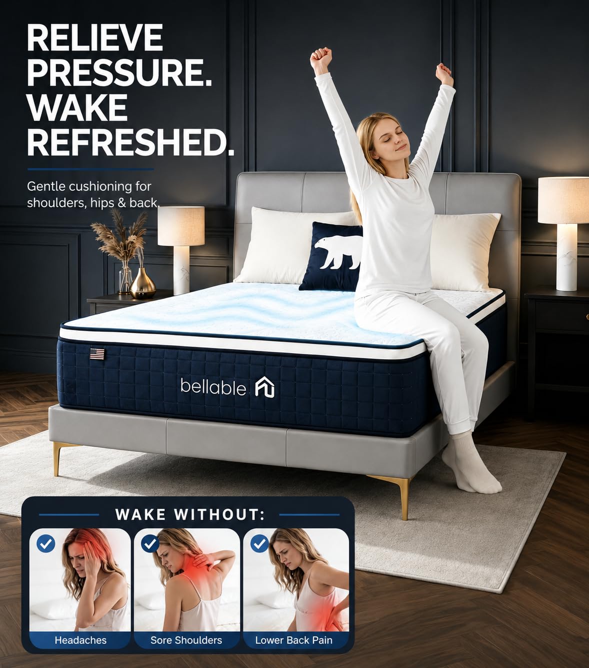 Full XL 14 Inch Cooling Gel Memory Foam Pocket Spring Mattress Z48176