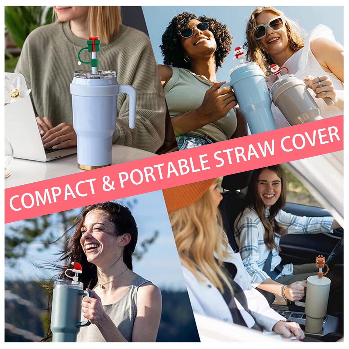 Straw Cover Cap for 30&40 Oz Tumbler, 10mm Reusable Straw Tips Lids V866