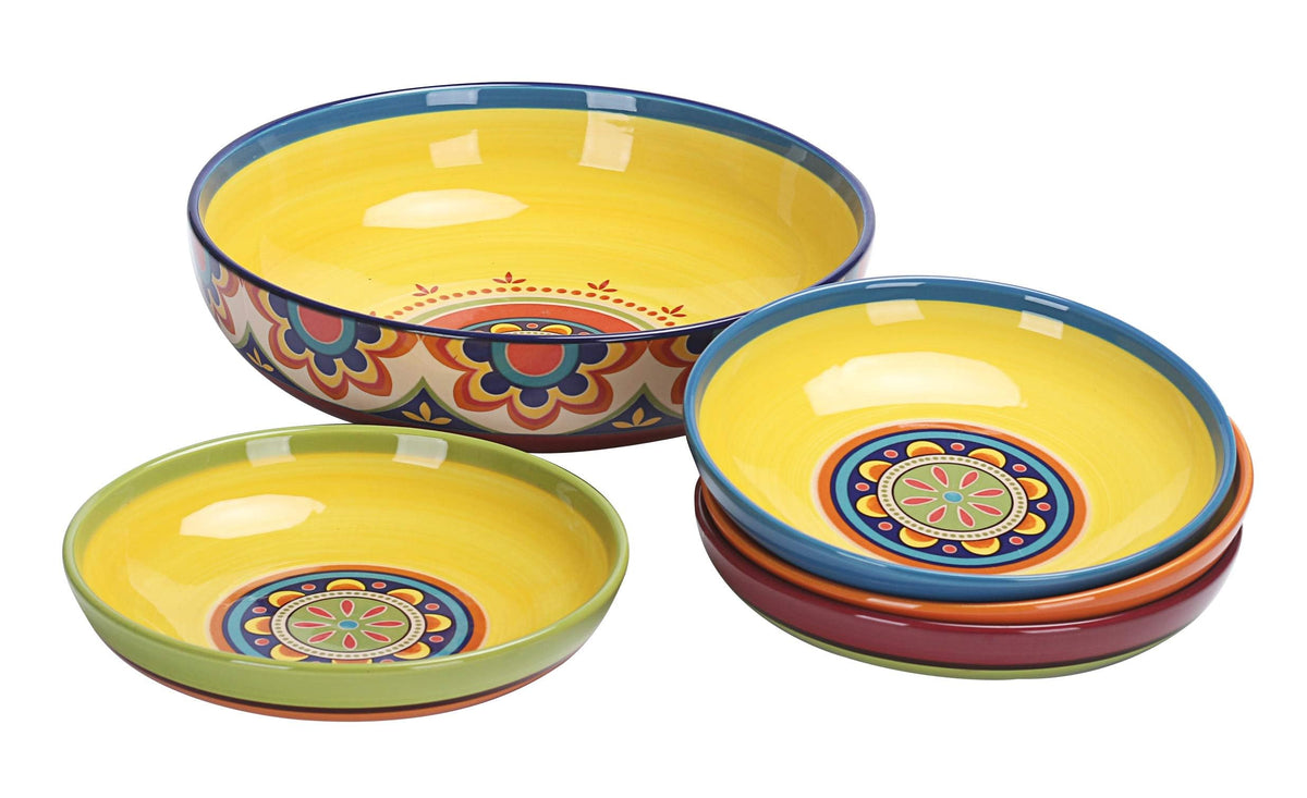 Ceramic Pasta Bowl Set of 5, Microwave & Dishwasher Safe U457