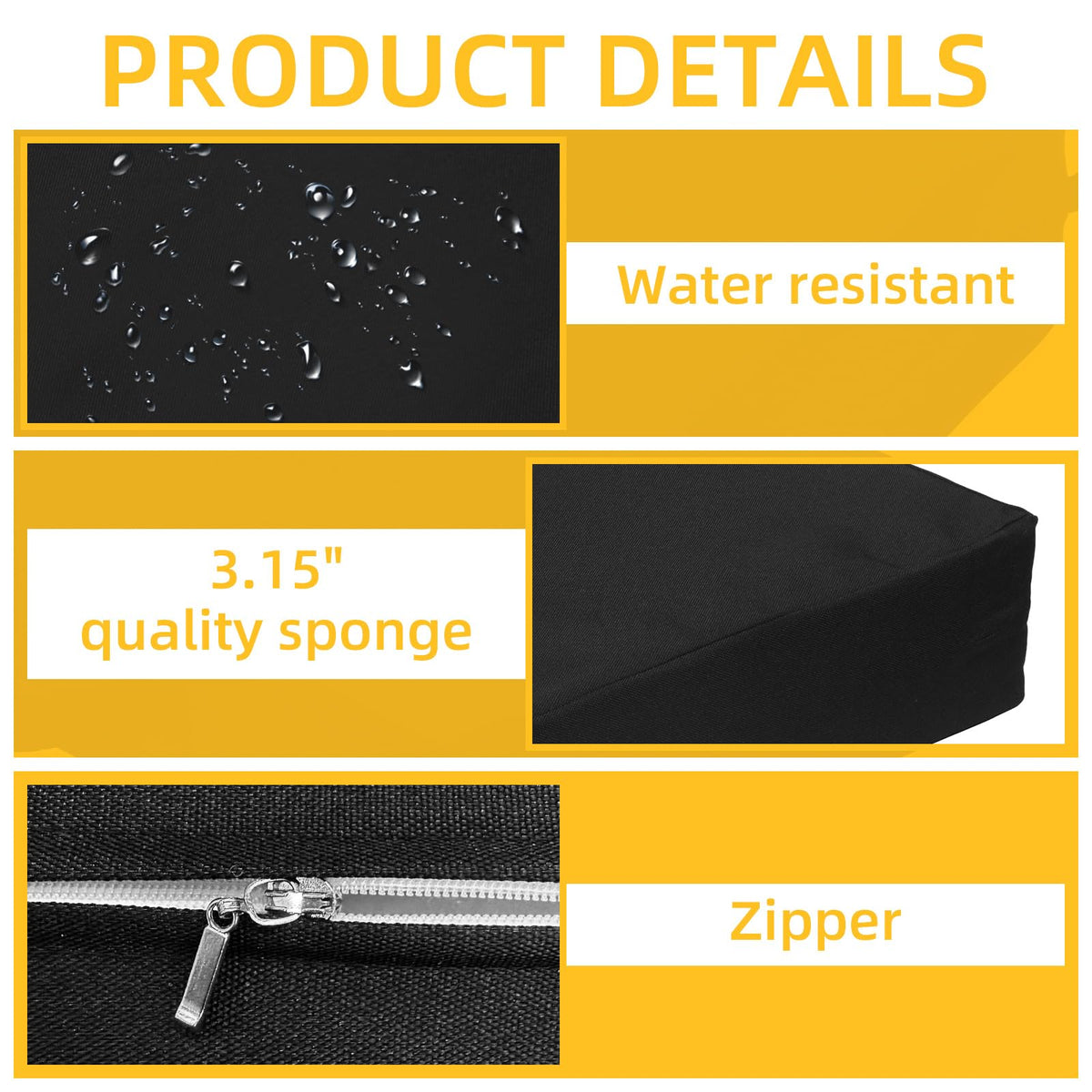 2 Pcs 3.15" Thick Bleacher Seat Cushions with Handle S5366