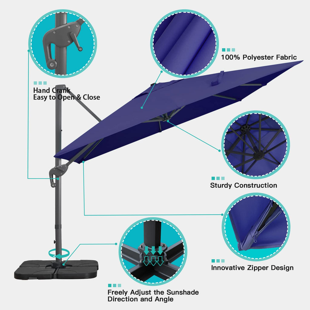 10x13Ft Rectangular Offset Patio Umbrella X952