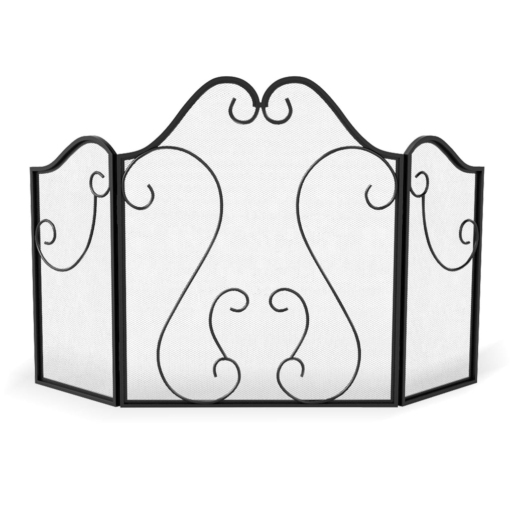 3-Panel Folding Fireplace Screen with Metal Mesh L72980