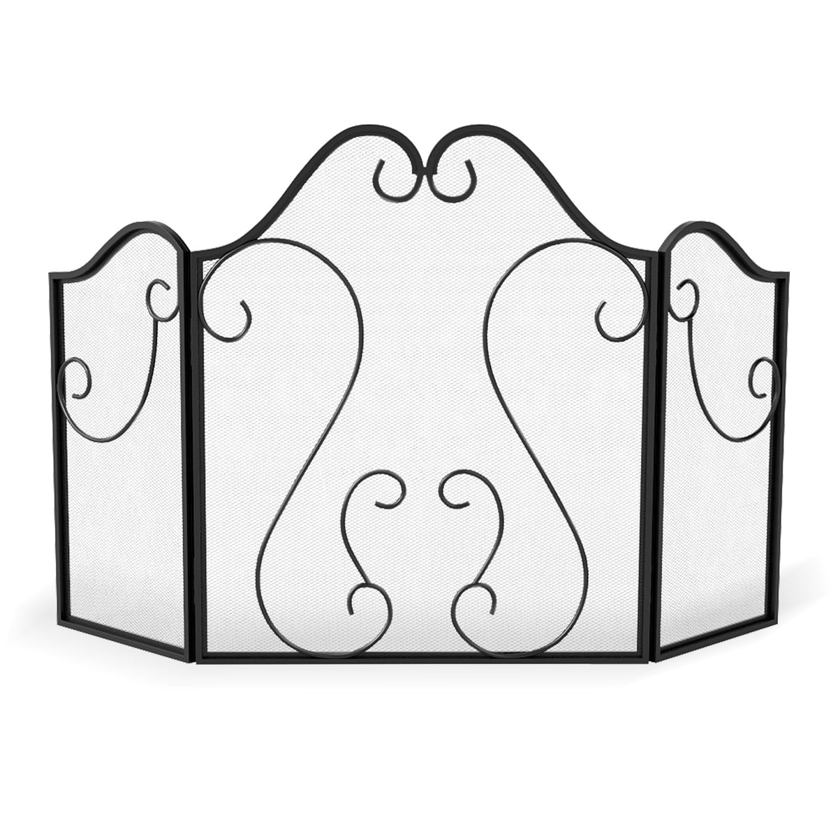 3-Panel Folding Fireplace Screen with Metal Mesh L72980