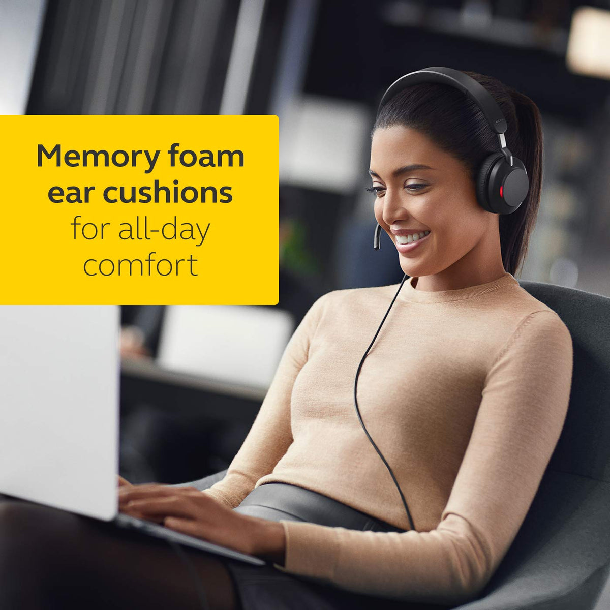 Wired Stereo Noise-Cancelling Headset with 3-Microphone Call Technology and USB-A Cable Black K351