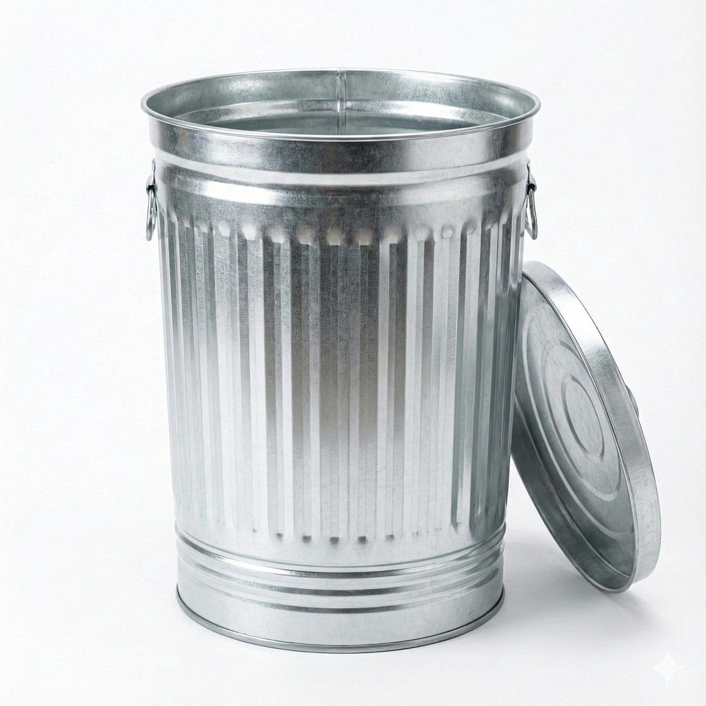 31 Gallon Galvanized Steel Metal Trash Can with Locking Lid D75386