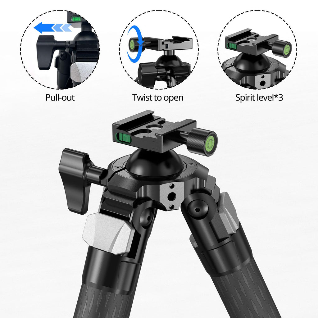 Carbon Fiber Hunting Tripod with Bubble Level and Ball Head C837836