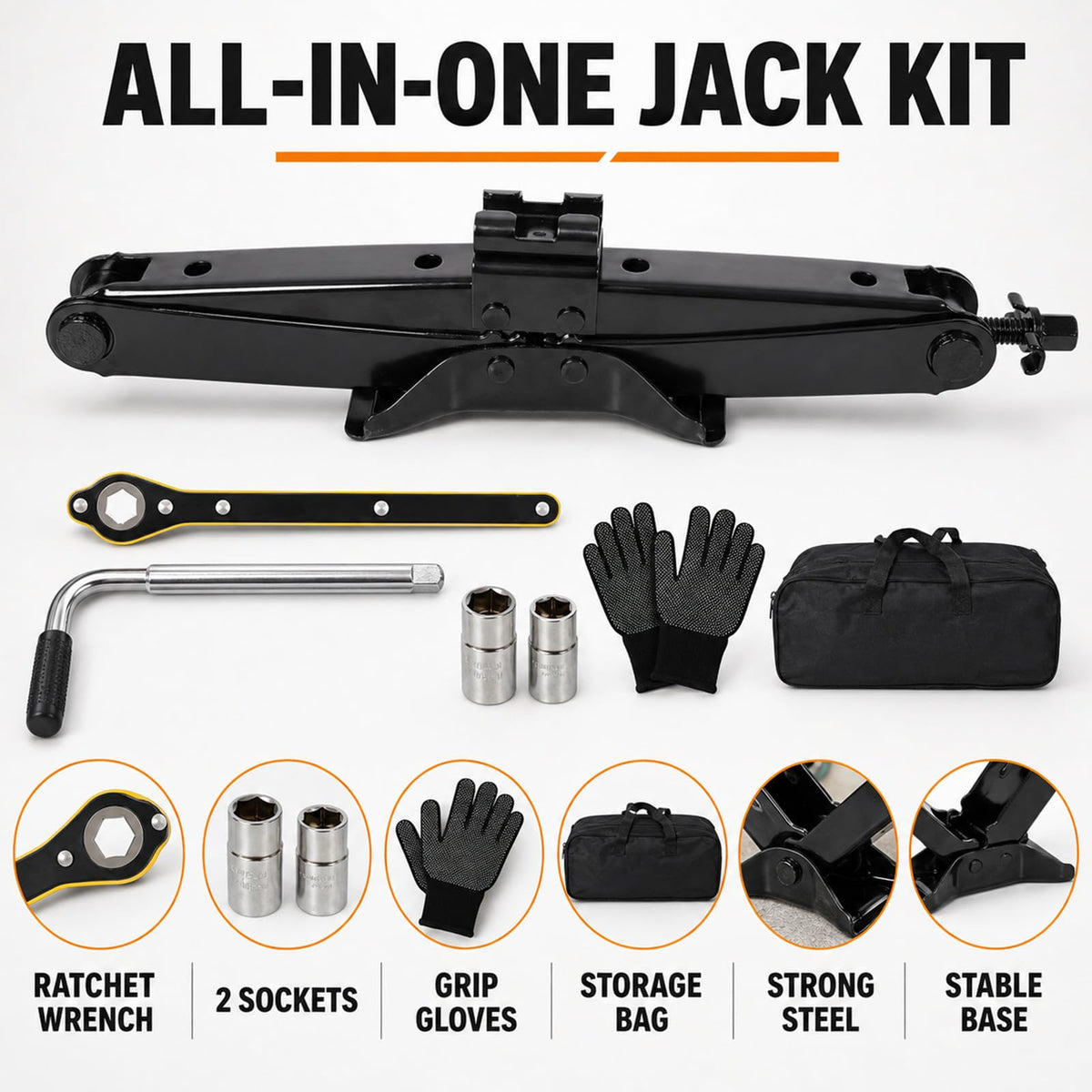 3 Ton Scissor Car Jack Kit with Ratchet Wrench P84189