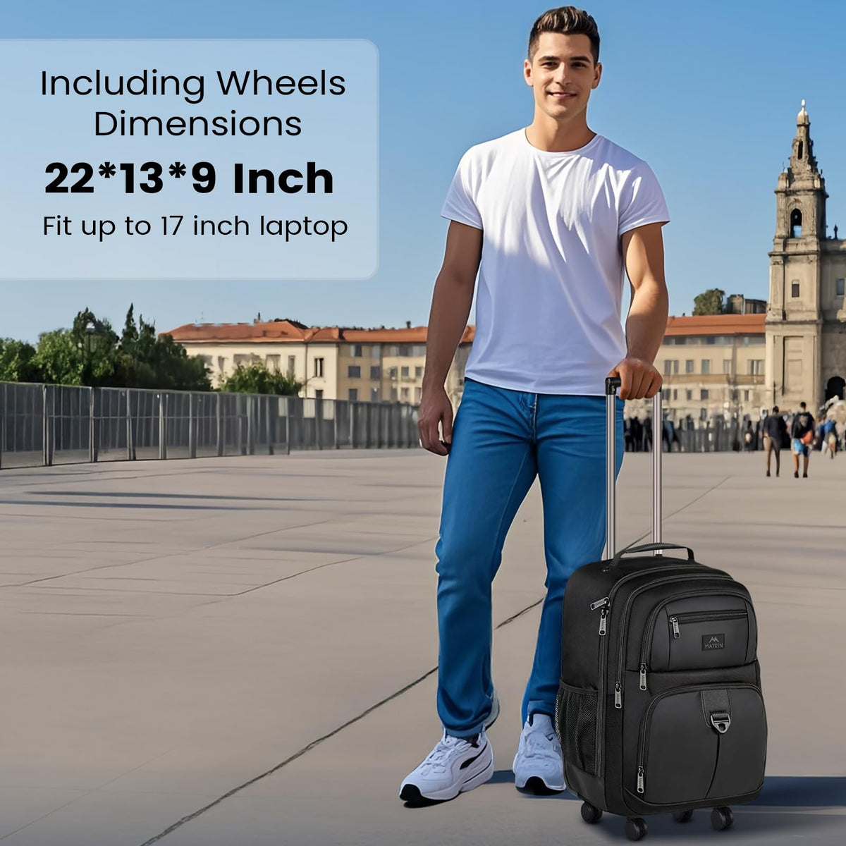 Rolling Backpack with 4 Wheels U766