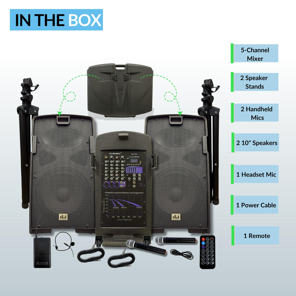 2000W PA Speaker System with Wireless Microphone D3220