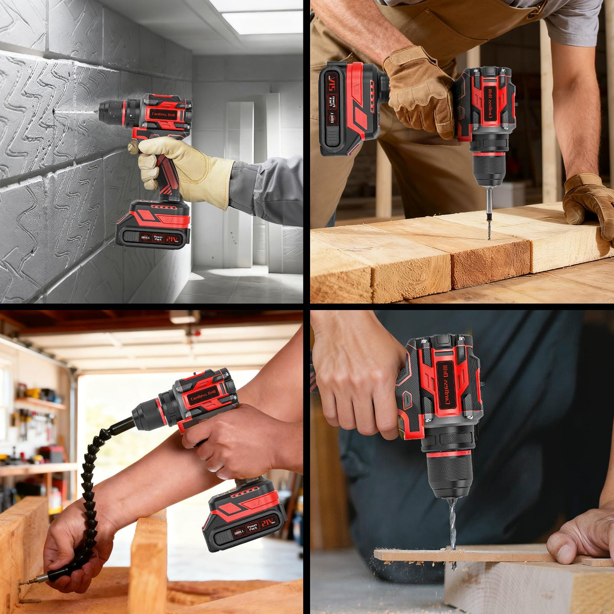 21V Brushless Cordless Drill Set with Charger, 3/8" Keyless Chuck, 87Pcs Accessories E6834