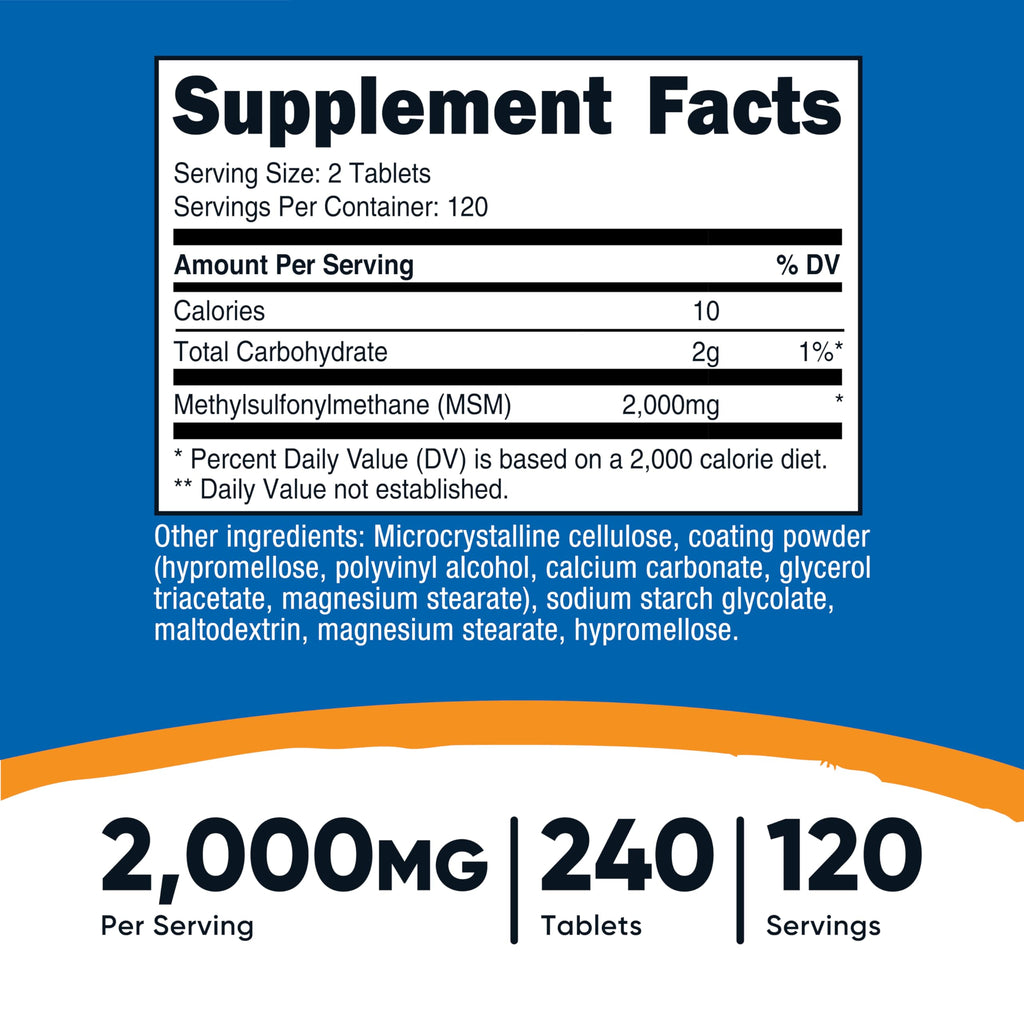 MSM Tablets 2000mg 240 Tablets Z66357