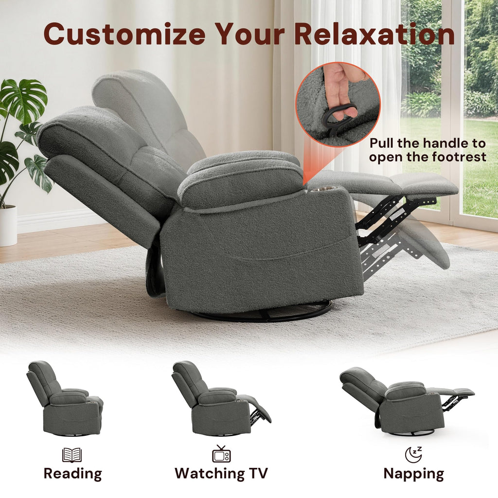 360° Swivel Rocker Recliner Chair with Cup Holders L413608