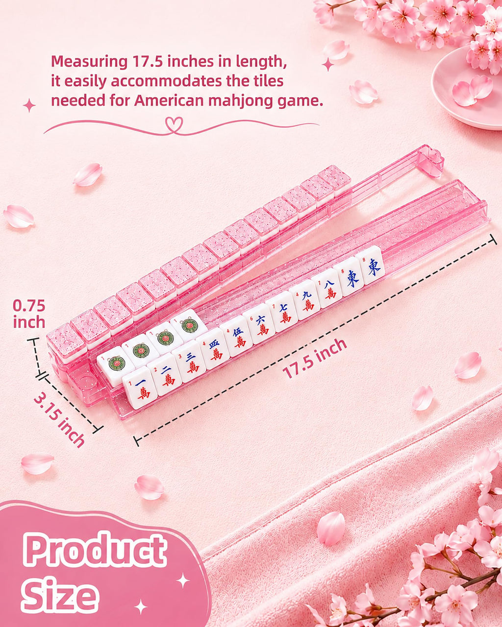 Pink Glitter Acrylic Mahjong Racks with Pushers Set of 4 C922