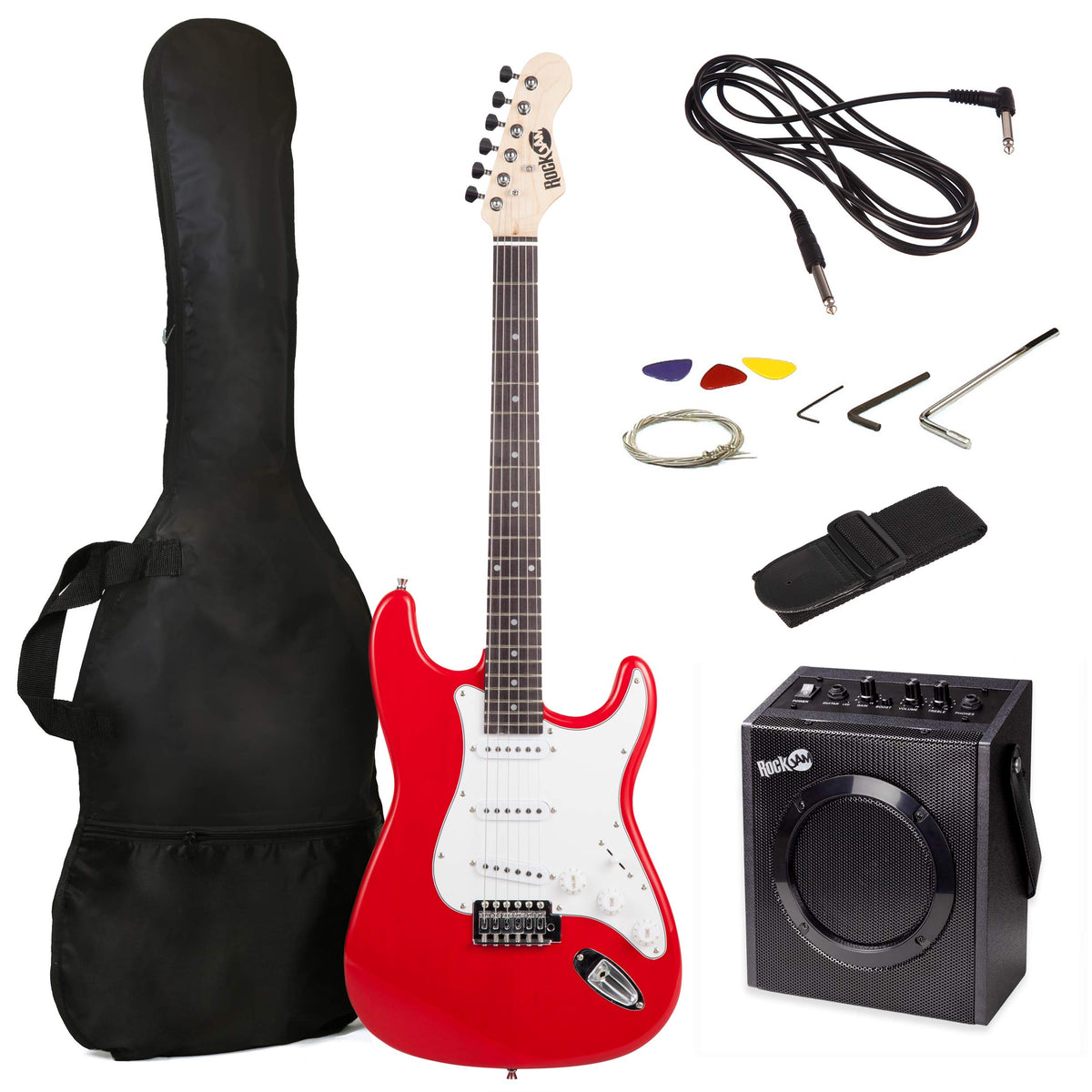Red Full Size Electric Guitar Kit with 10W Amp & Gig Bag L5601