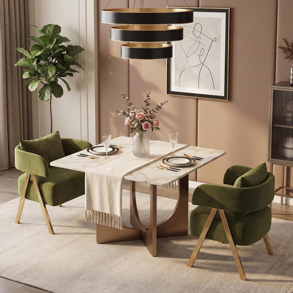 Green Velvet Accent Chairs Set of 2 X754351