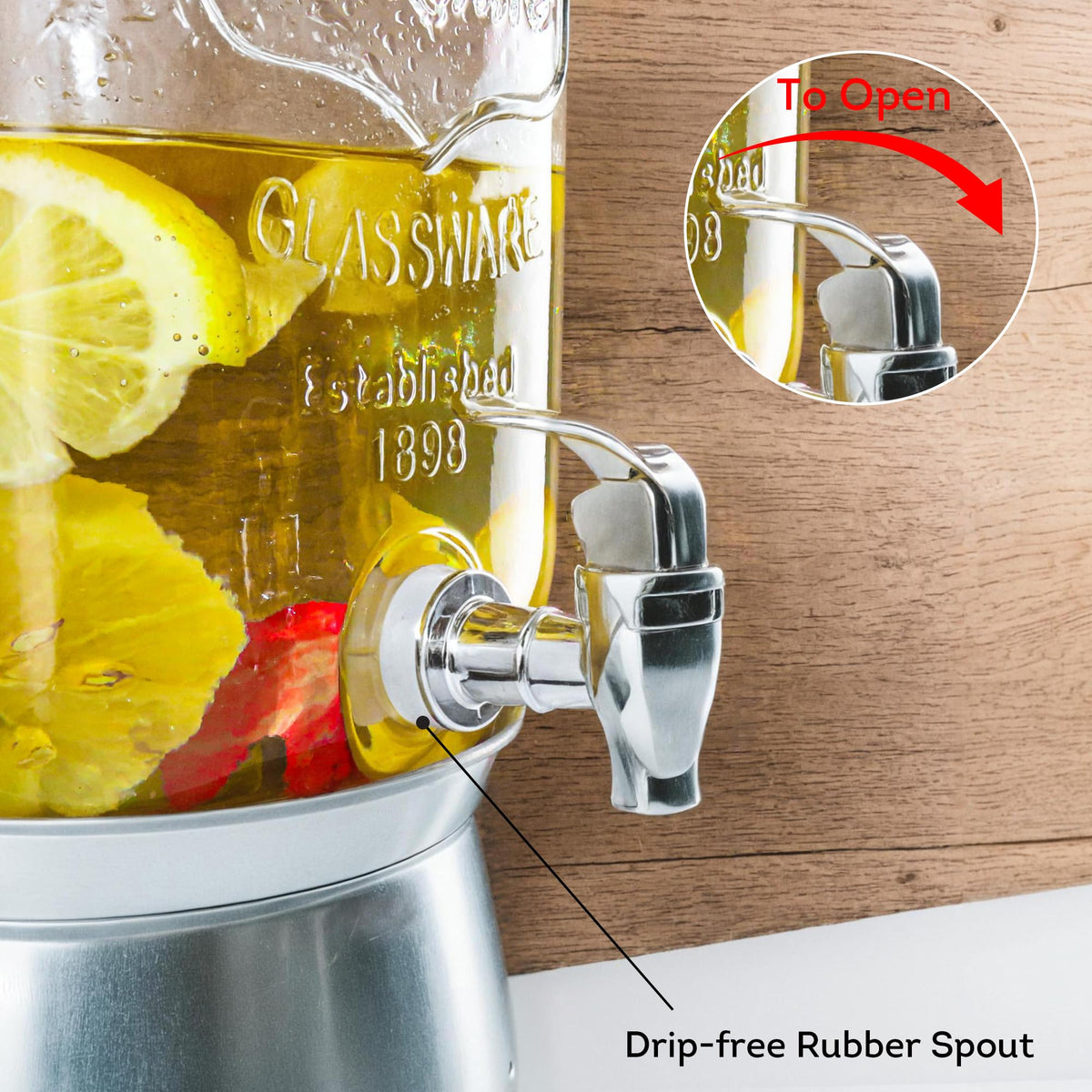 Glass Beverage Dispenser with Stand 1 Gallon P44128
