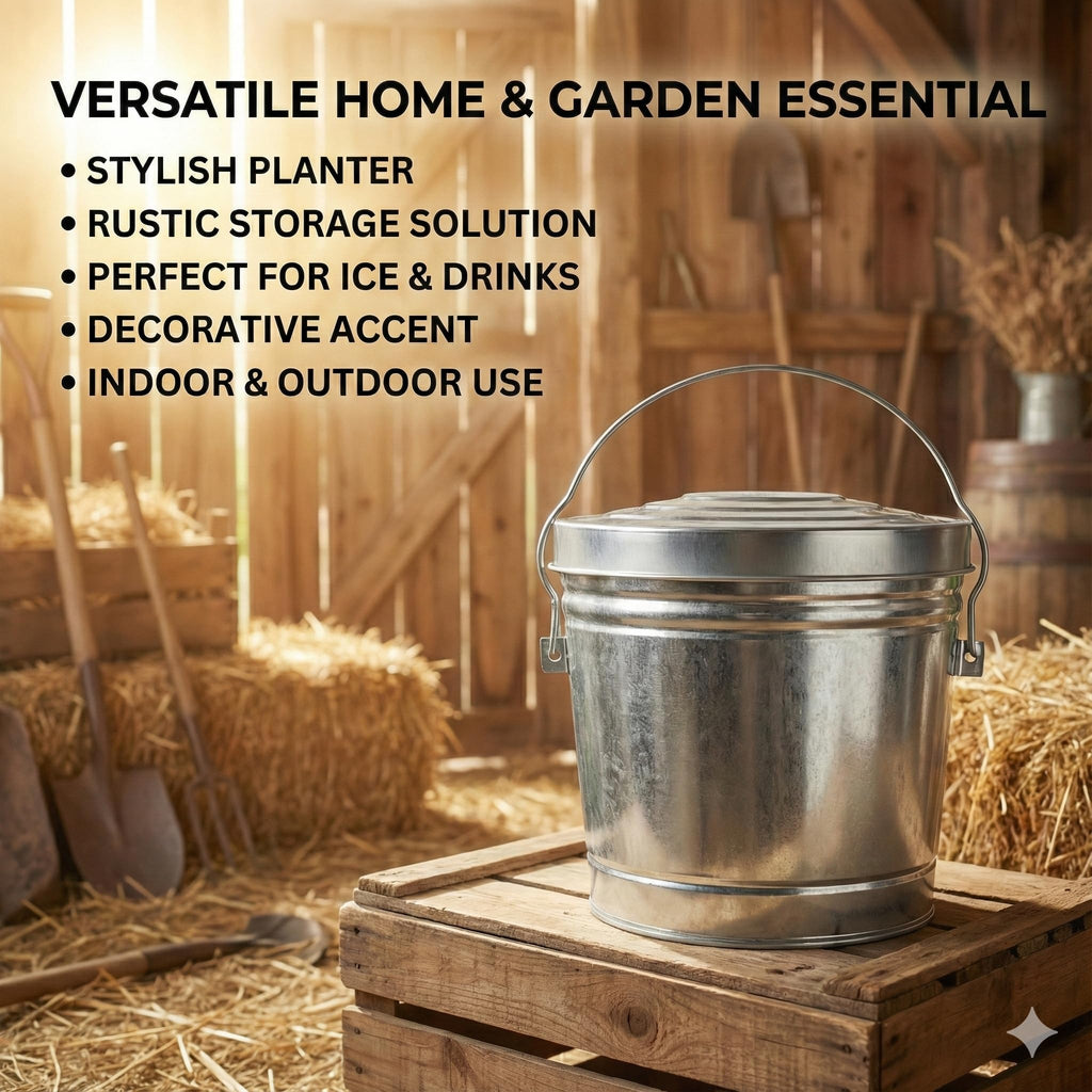 6-Gallon Galvanized Steel Trash Can with Locking Lid P174