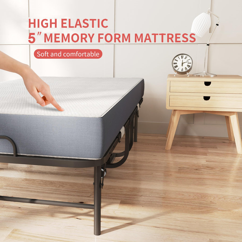 Folding Bed with Mattress with Wheels V81793