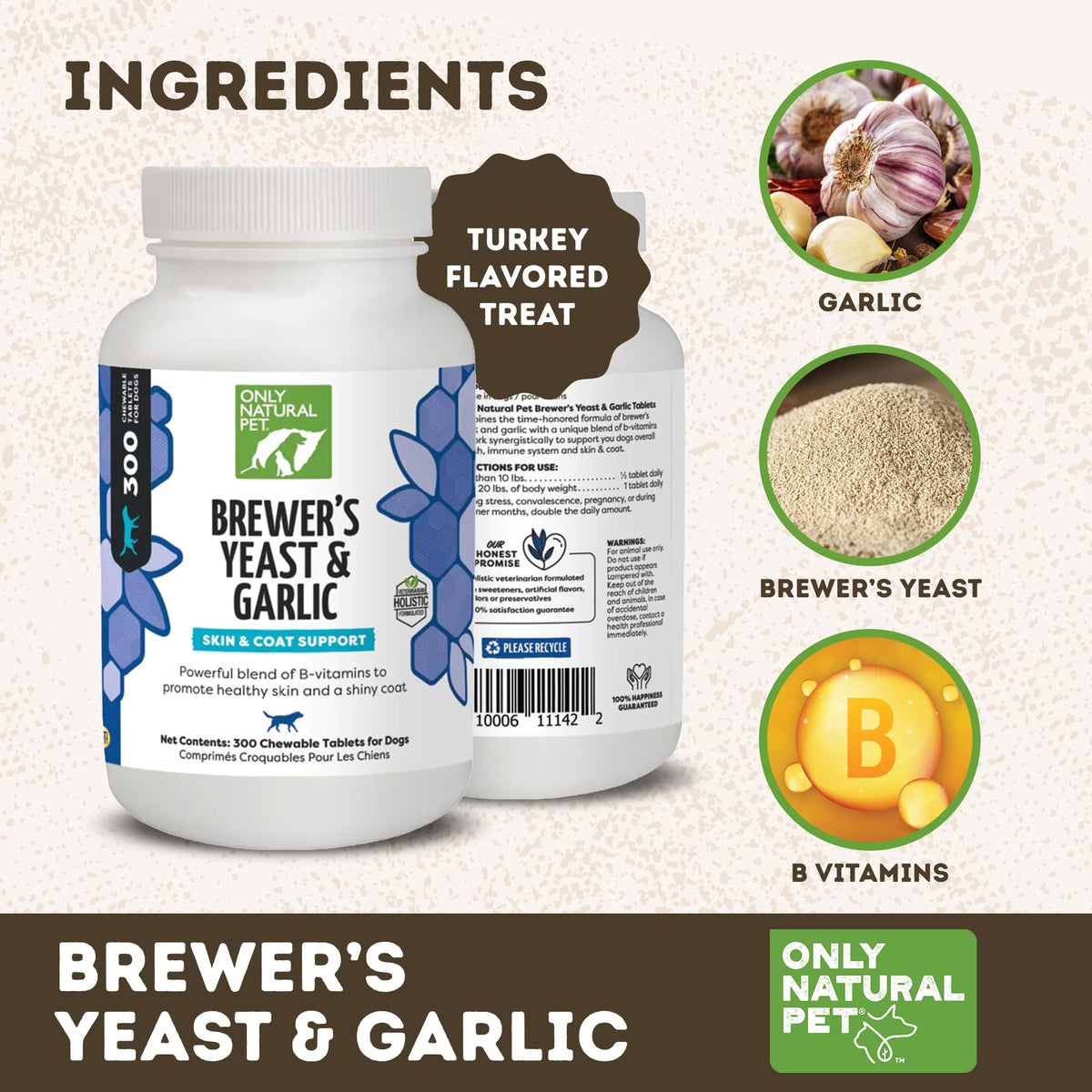 Brewer's Yeast & Garlic Chewables 300 Count Tablet 3 Pack T9984