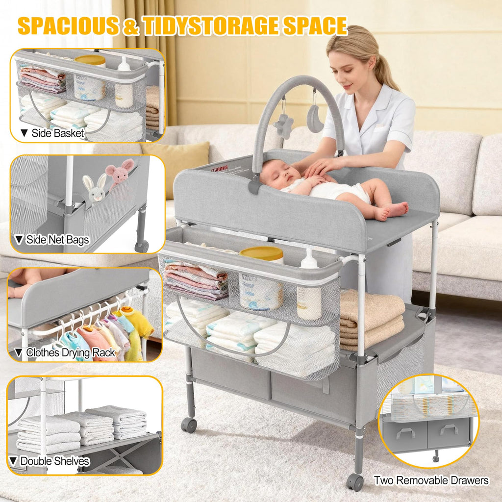 Portable Diaper Changing Station with Drawers N945072