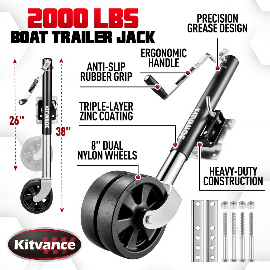 2000 lbs Boat Trailer Jack with 8" Dual Wheels J514046