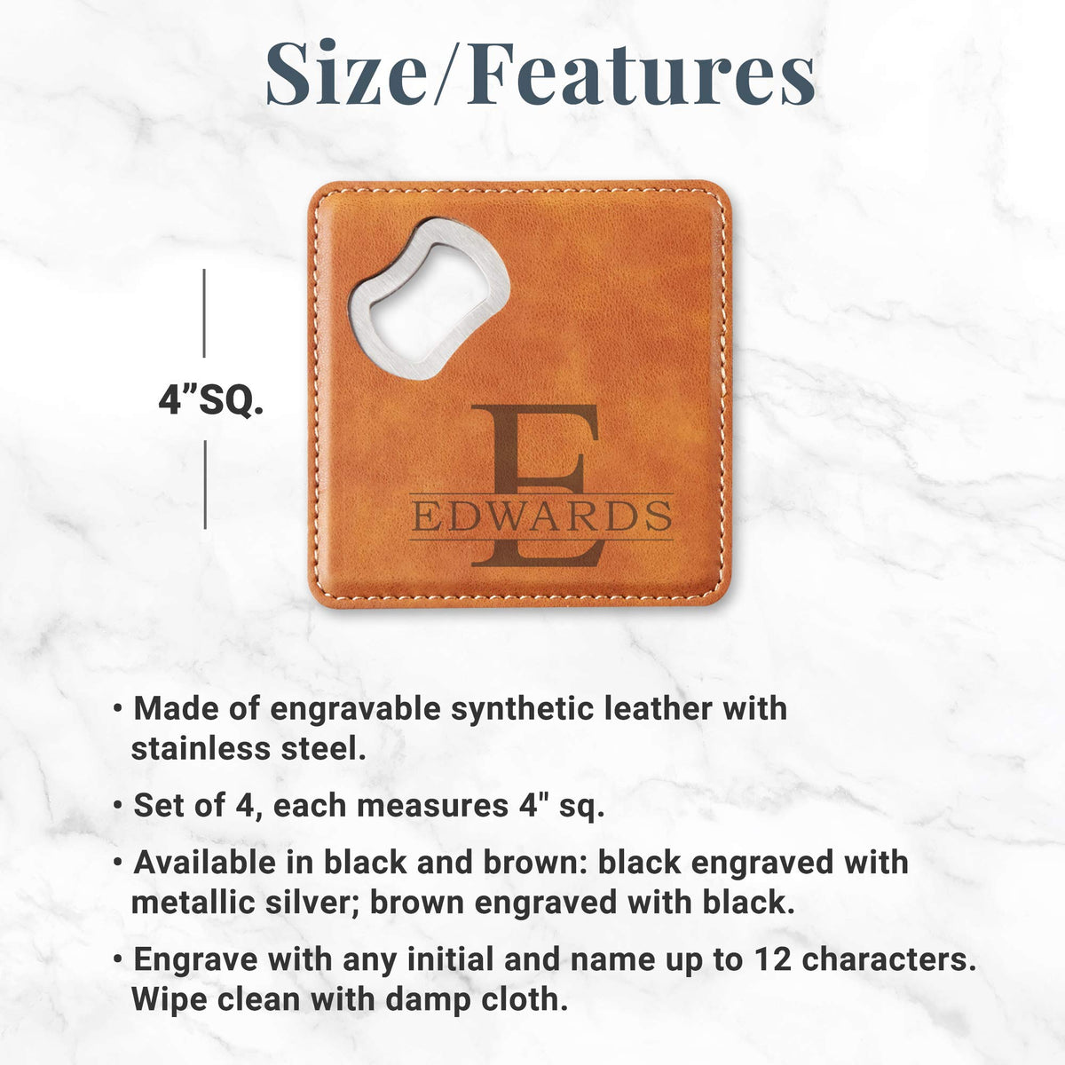 Black Set of 4 Bottle Opener Coaster Z31522