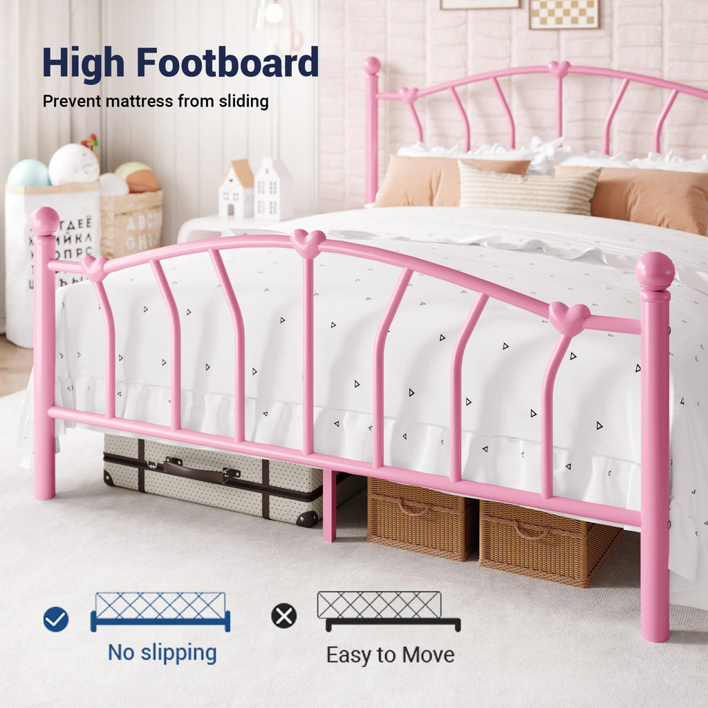 Full Size Pink Metal Platform Bed Frame S712881