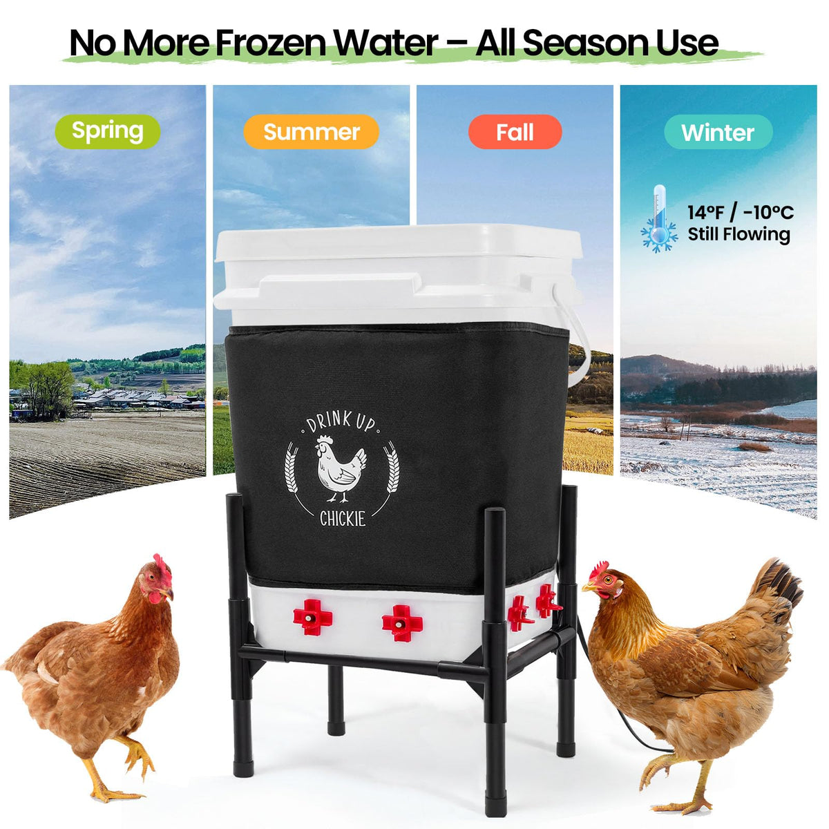 6.6 Gallon Heated Chicken Waterer with Stand S356