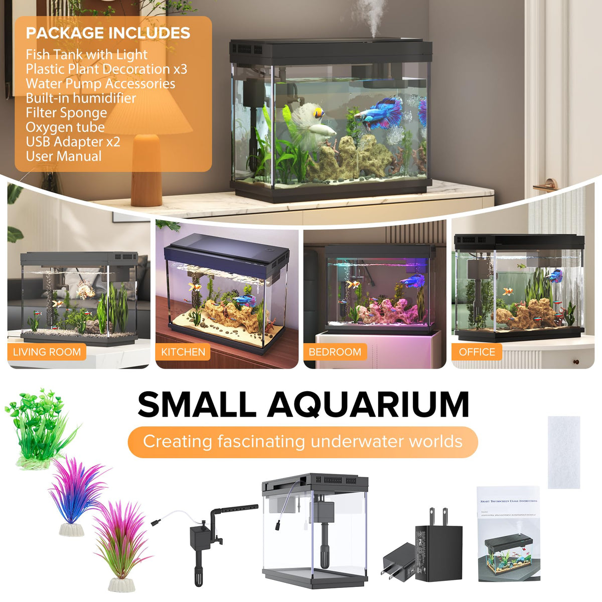 2.4-Gallon Aquarium Starter Kit with Quiet Pump F3936