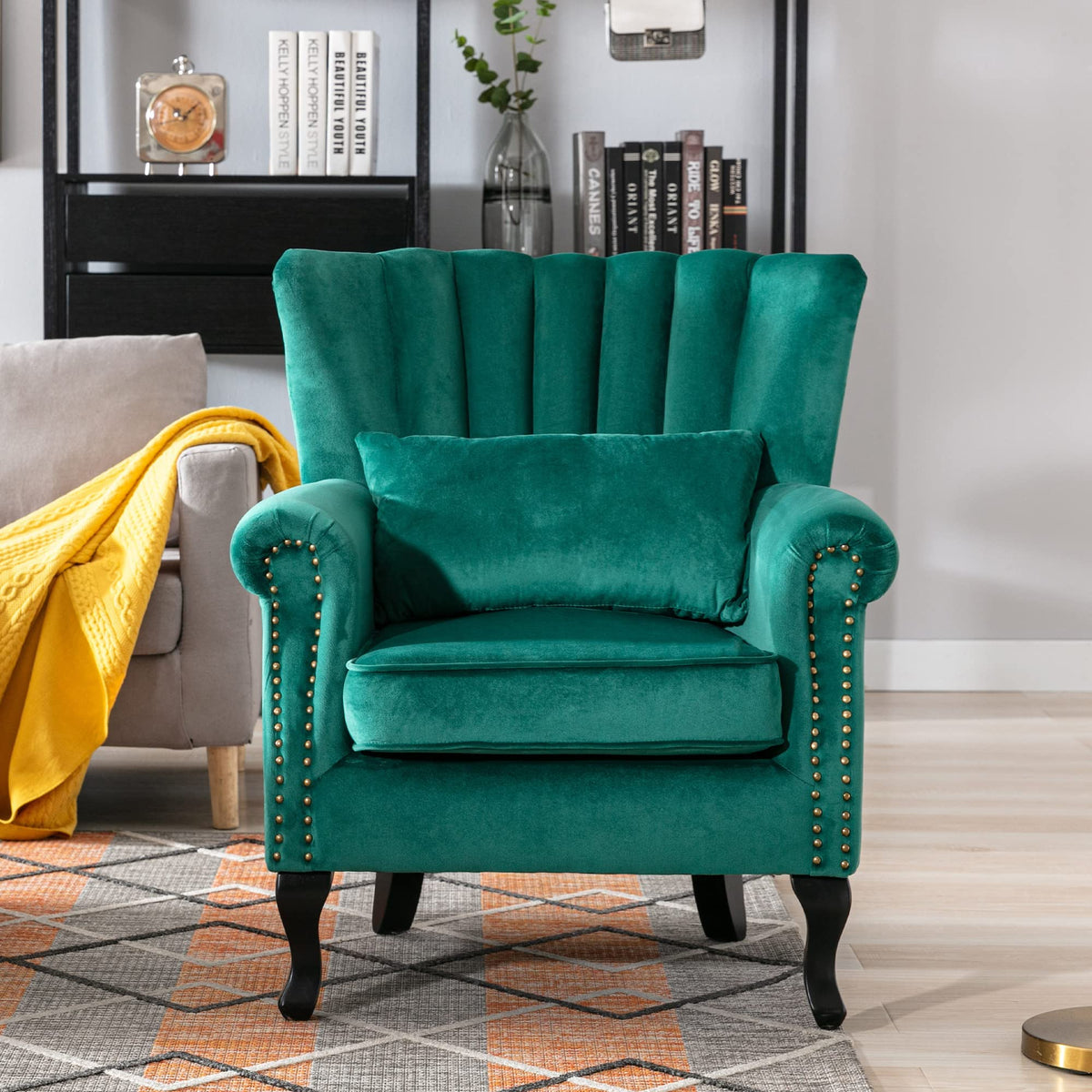 Velvet Accent Chairs Set of 2 Green U315