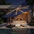 11x11ft Solar Powered Led Cantilever Umbrella with Base U89692
