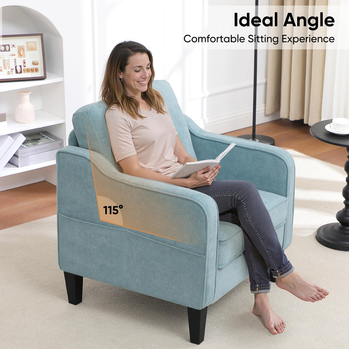 Teal Green Upholstered Accent Chairs Set of 2 J7073