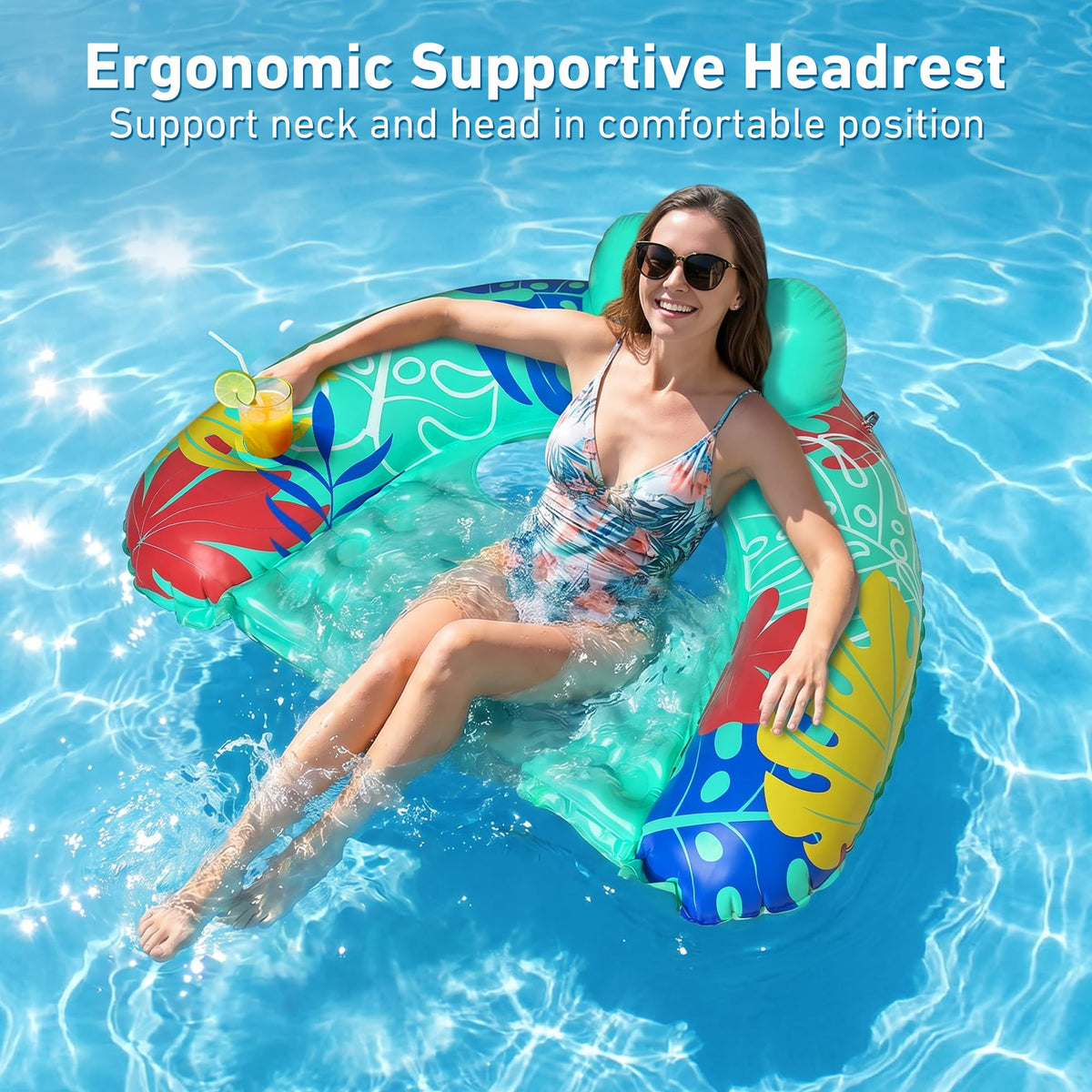 3 Pack Inflatable Pool Float Chairs with Cup Holder I815385