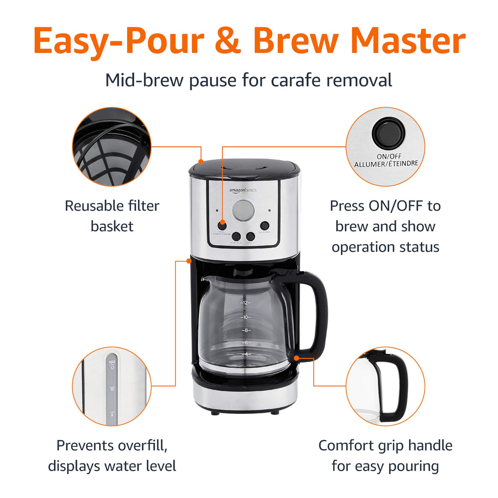 12 Cup Stainless Steel Programmable Coffeemaker E976