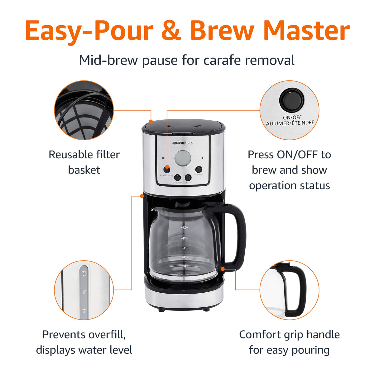 12 Cup Stainless Steel Programmable Coffeemaker E976
