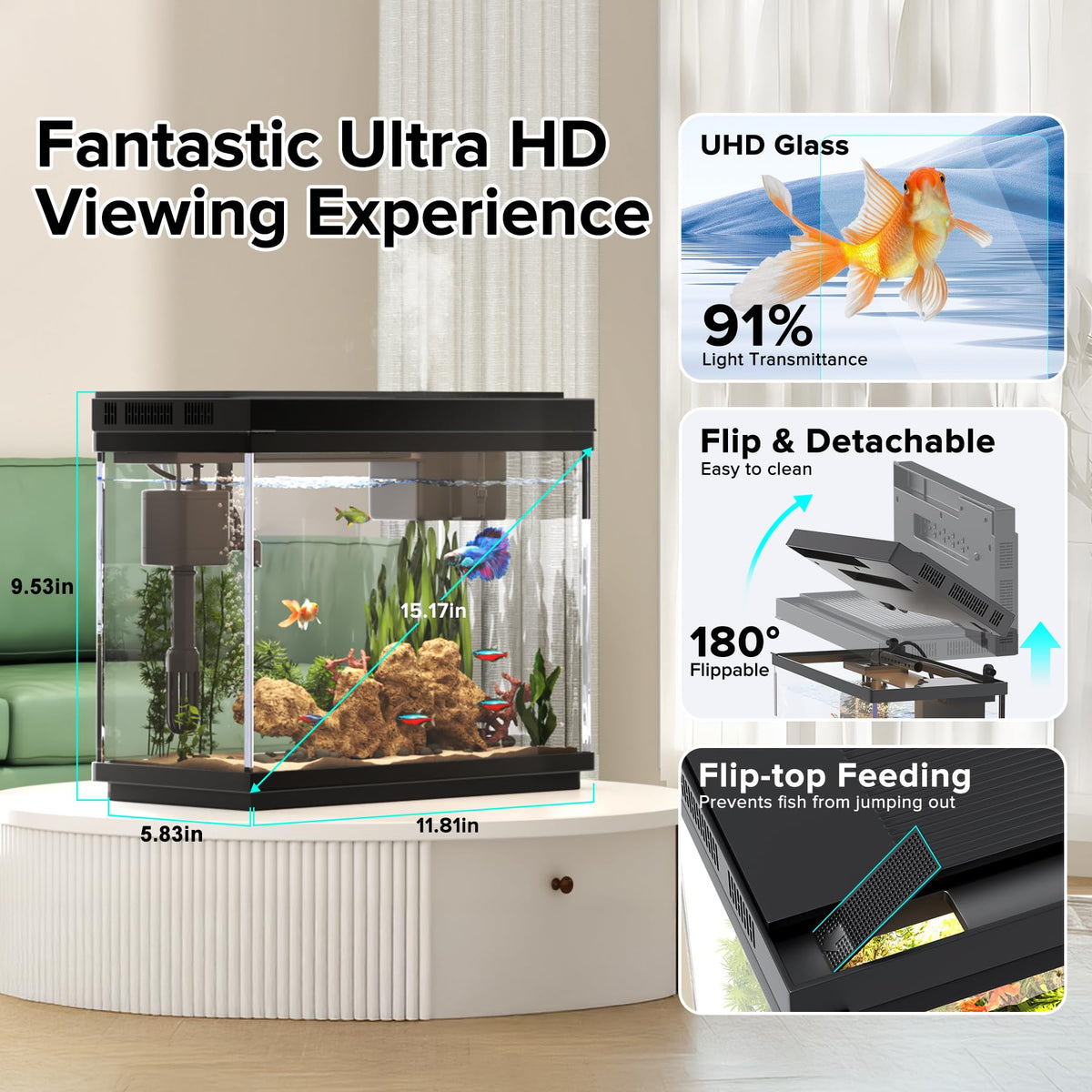 2.4-Gallon Aquarium Starter Kit with Quiet Pump F3936