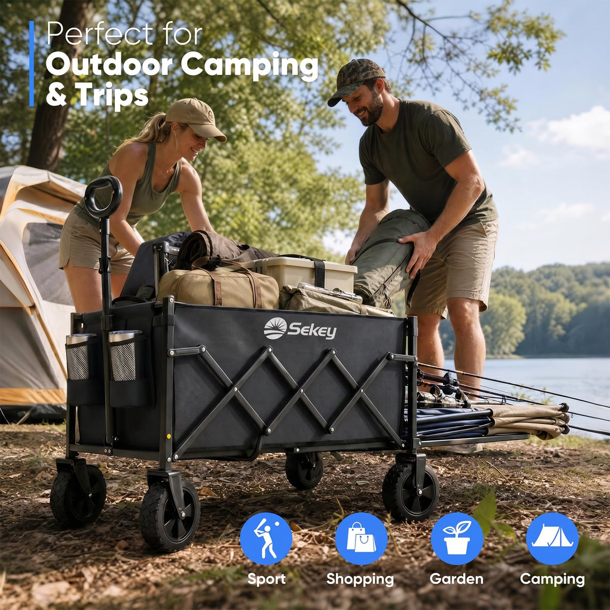 Collapsible Wagon with Tailgate, 300 lb Capacity R862058