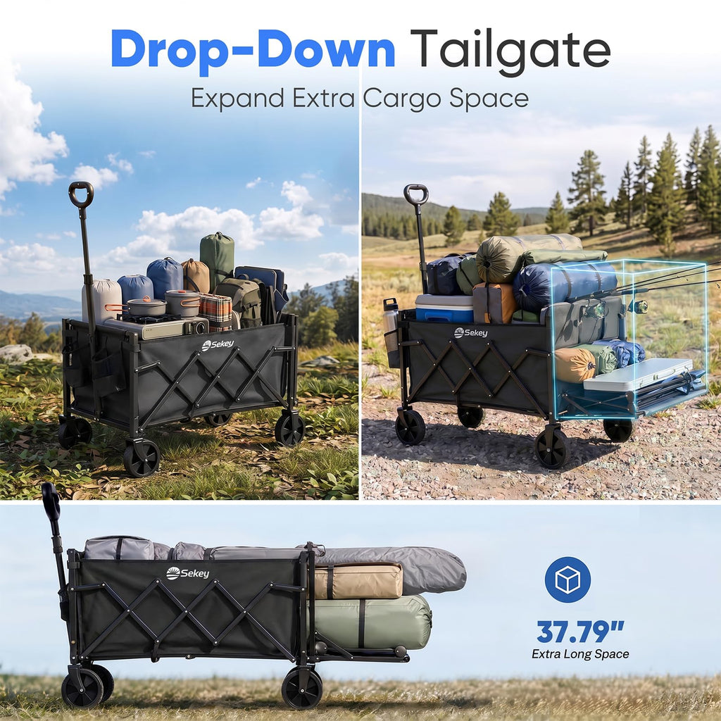 Collapsible Wagon with Tailgate, 300 lb Capacity R862058