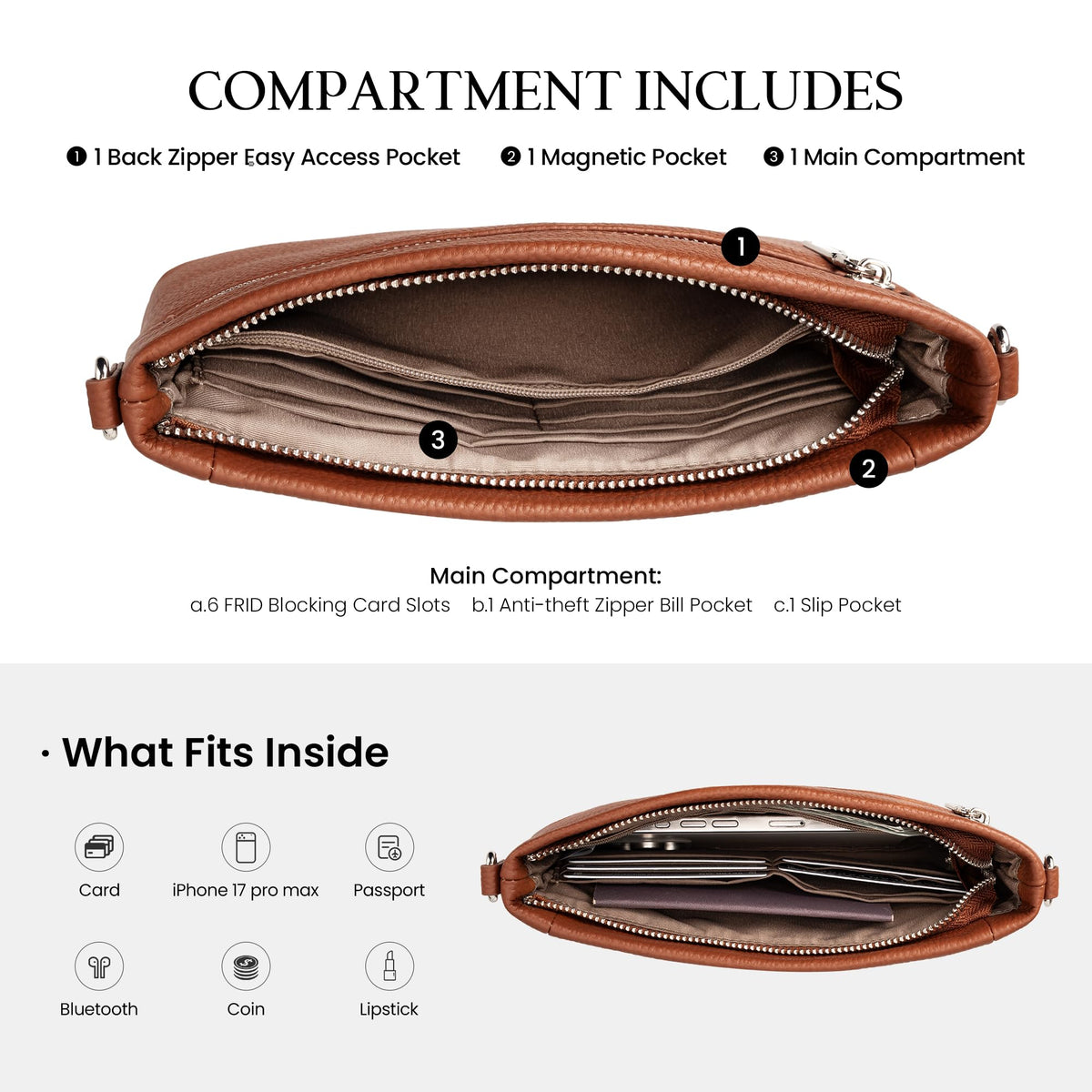 Genuine Leather Wristlet Wallet with Built in Wallet D950250