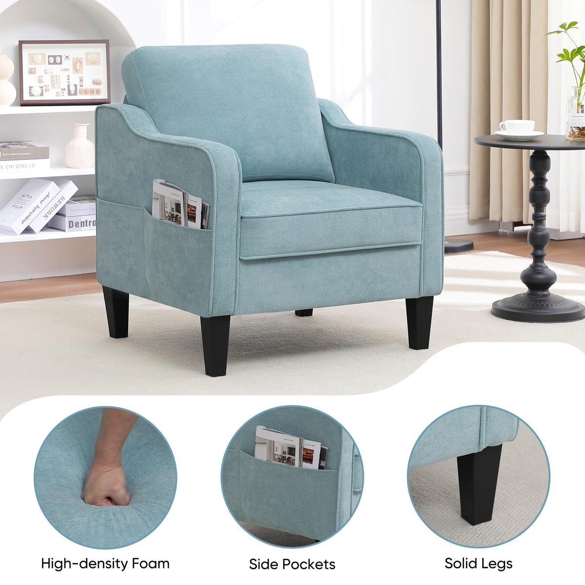 Teal Green Upholstered Accent Chairs Set of 2 J7073