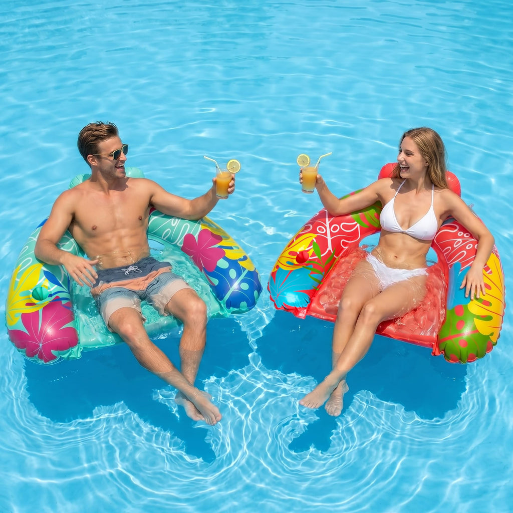 3 Pack Inflatable Pool Float Chairs with Cup Holder I815385
