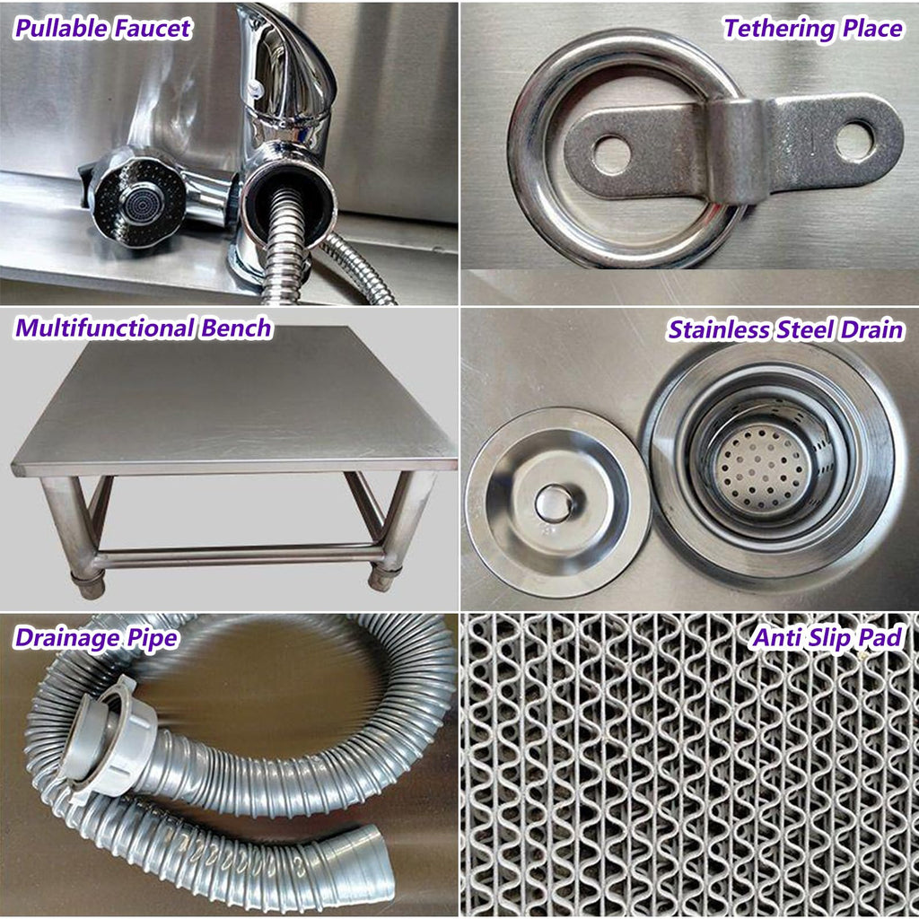 47 Inch Stainless Steel Dog Grooming Tub with Walk-in Stairs V912