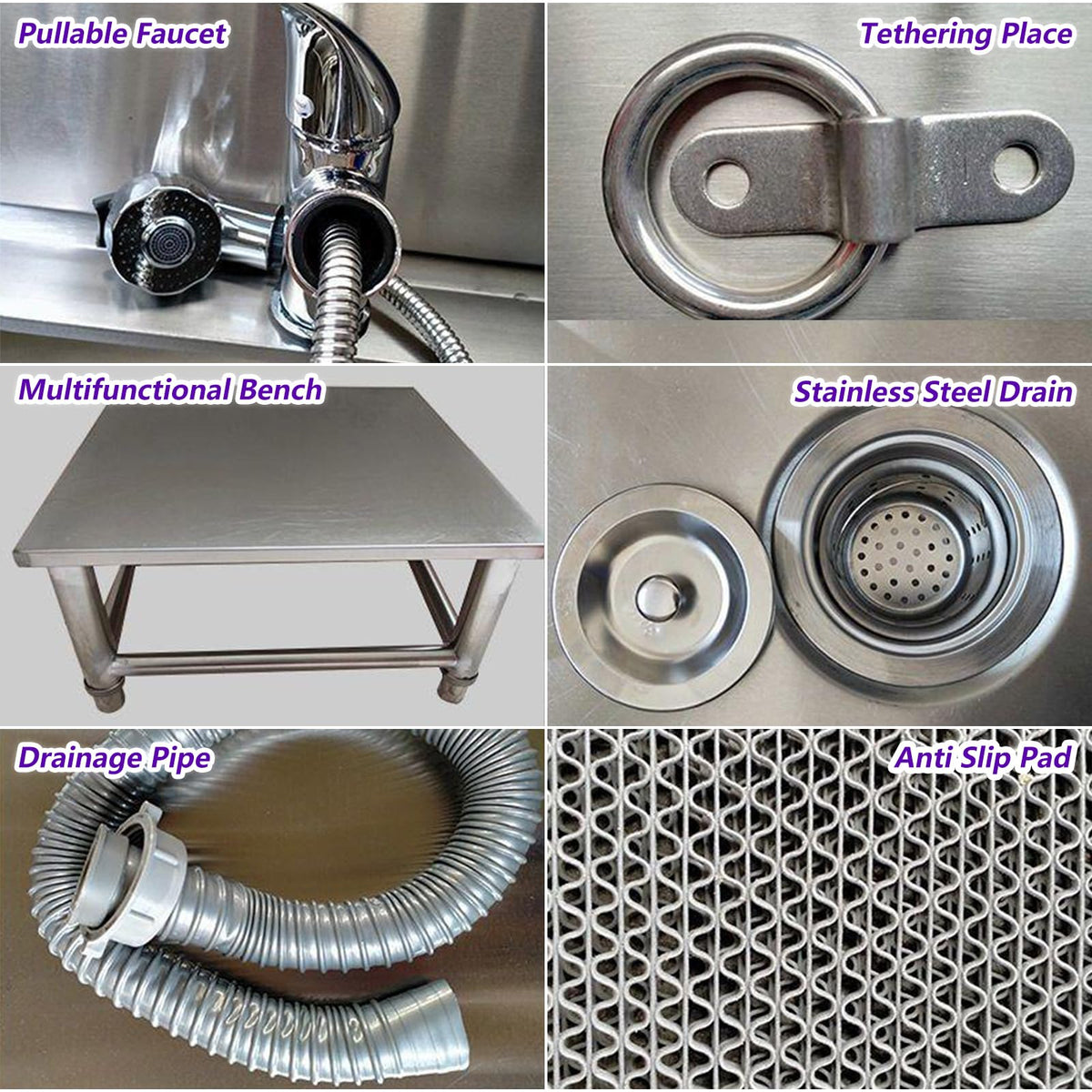 47 Inch Stainless Steel Dog Grooming Tub with Walk-in Stairs V912