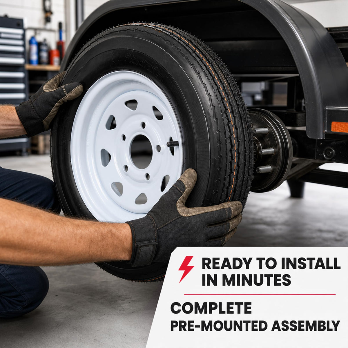 12 Inch White 5 Lug Trailer Tire Rim Assembly N444254