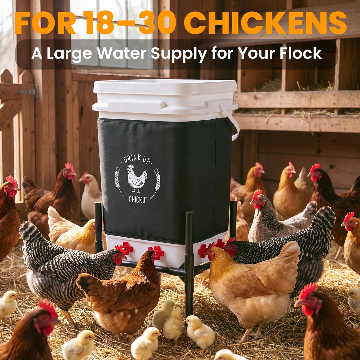 6.6 Gallon Heated Chicken Waterer with Stand S356