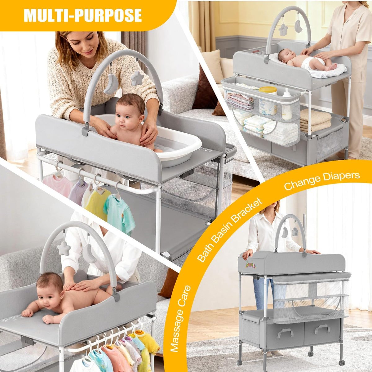 Portable Diaper Changing Station with Drawers N945072